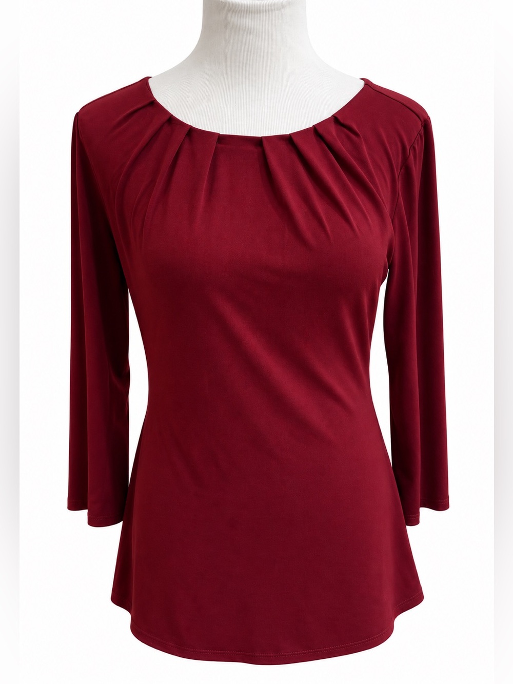 Banana Republic Pleated Scoop-Neck Long Sleeve Top - Wine Size Small